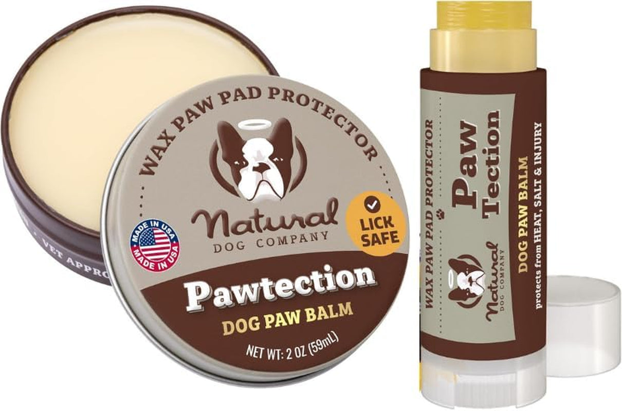 Natural Dog Company Pawtection Balm for Dogs, Dog Paw Protector, Moisturizing Dog Paw Balm for Dry, Cracked Pad, Protects Paw from Extreme Weather, Paw Lotion for Allergies & Itching (0.15 Oz Stick)