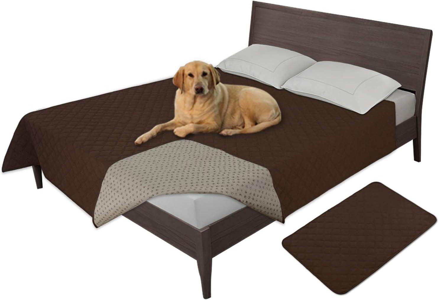 Easy-Going 100% Waterproof Dog Bed Cover Washable Couch Cover Non-Slip Sofa Cover Leakproof Blanket Furniture Protector Cover Reusable Incontinence Bed Underpads for Pets Kids Dog Cat(68X82 In,Gray) - The Max & Rex Collection