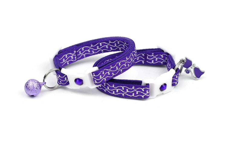 White Squiggles on Purple Cat Collar - The Max & Rex Collection