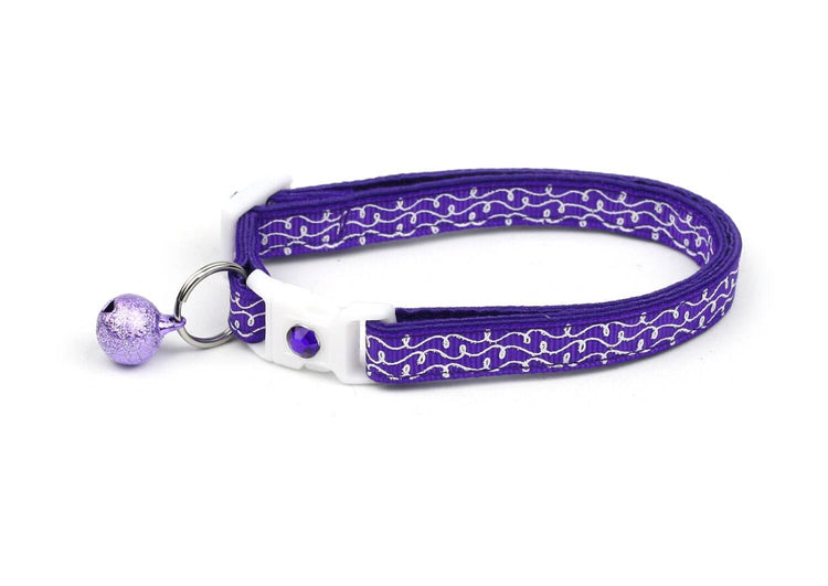 White Squiggles on Purple Cat Collar - The Max & Rex Collection