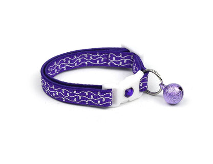 White Squiggles on Purple Cat Collar - The Max & Rex Collection