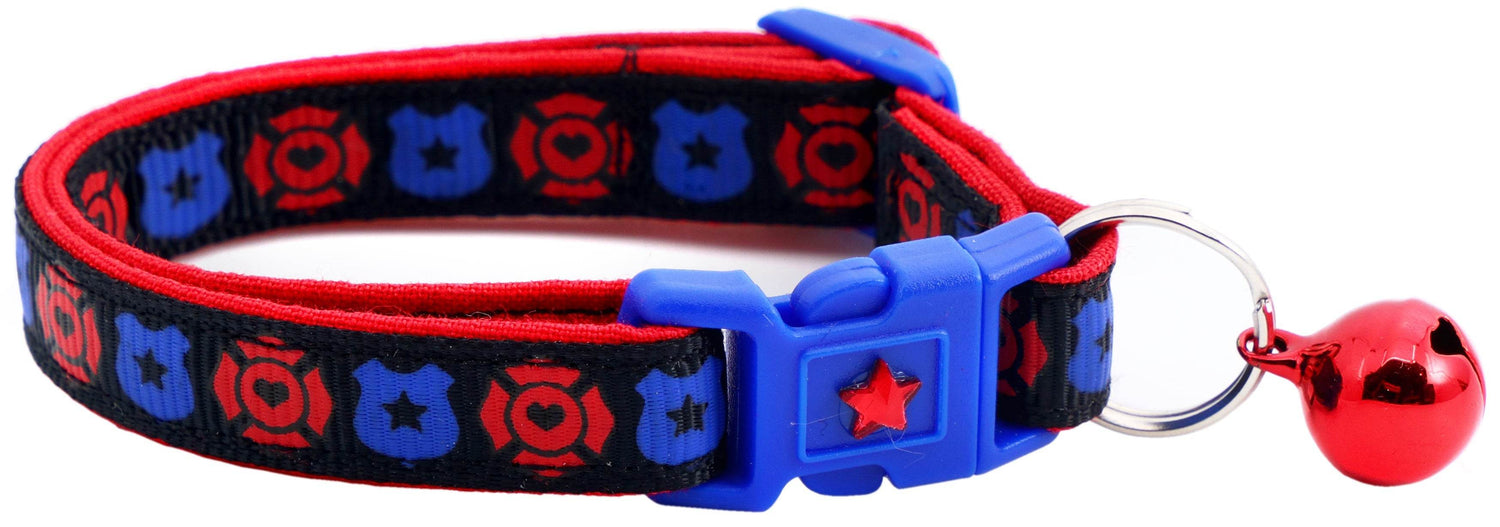 Fire & Police Badges Cat Collar – Breakaway Safety Collar for Cats & Kittens - The Max & Rex Collection