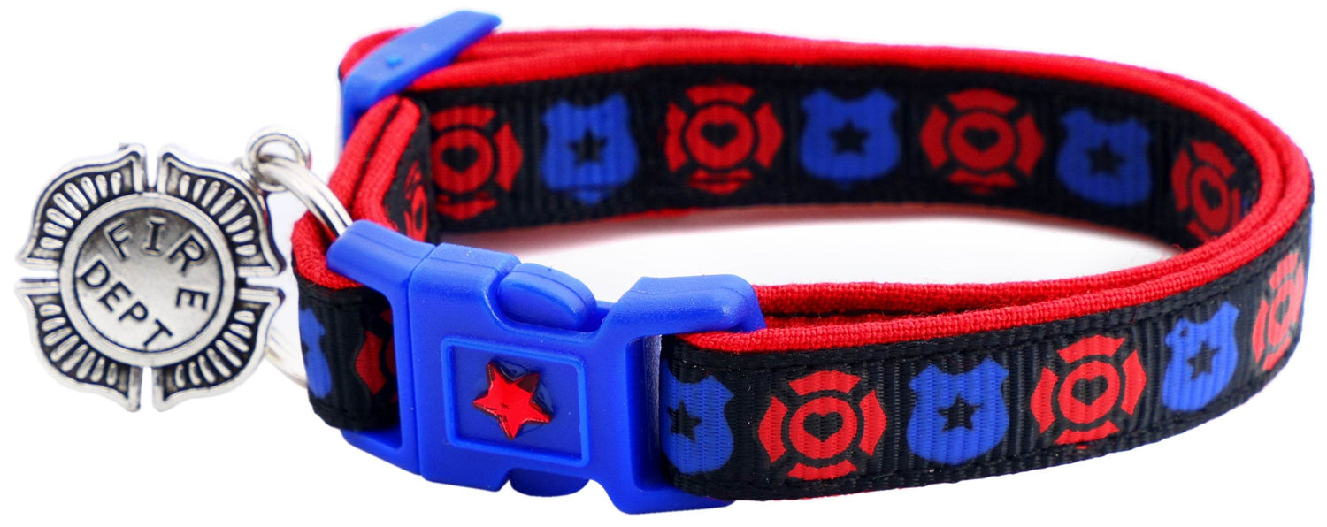 Fire & Police Badges Cat Collar – Breakaway Safety Collar for Cats & Kittens - The Max & Rex Collection