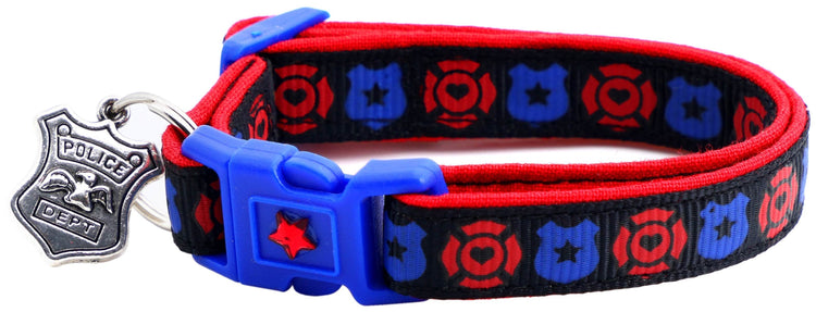 Fire & Police Badges Cat Collar – Breakaway Safety Collar for Cats & Kittens - The Max & Rex Collection