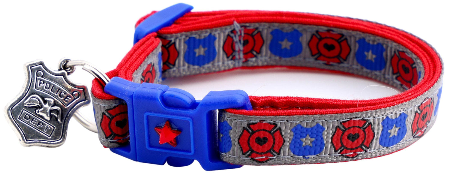 Fire & Police Badges Cat Collar – Breakaway Safety Collar for Cats & Kittens - The Max & Rex Collection