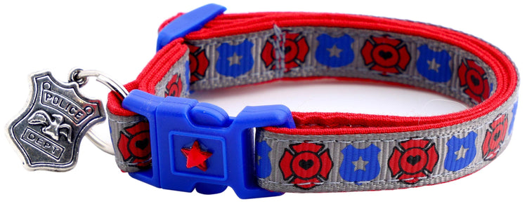 Fire & Police Badges Cat Collar – Breakaway Safety Collar for Cats & Kittens - The Max & Rex Collection
