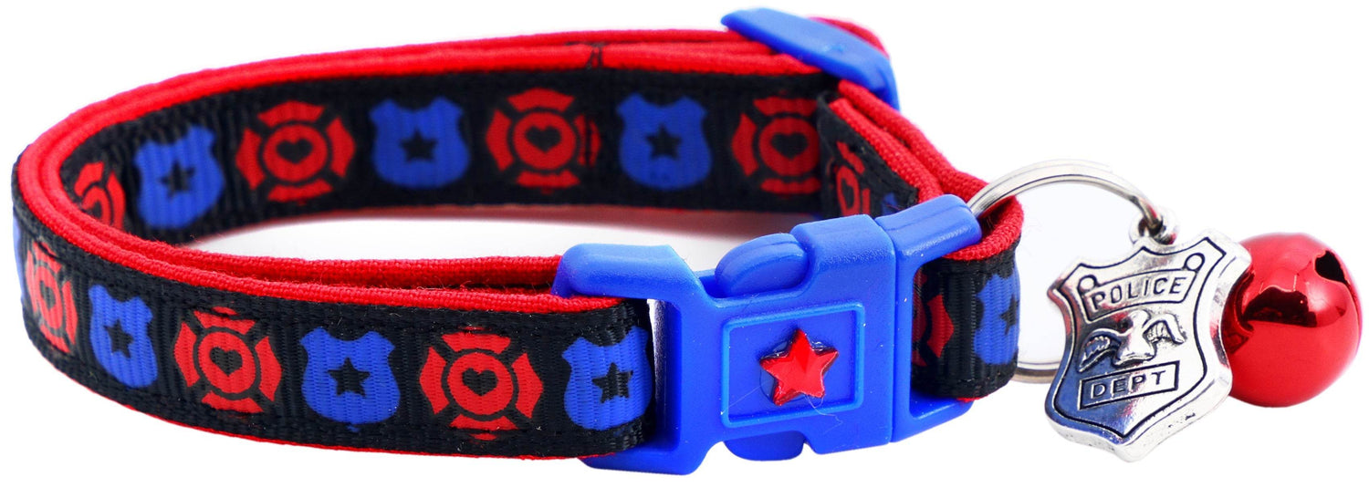 Fire & Police Badges Cat Collar – Breakaway Safety Collar for Cats & Kittens - The Max & Rex Collection