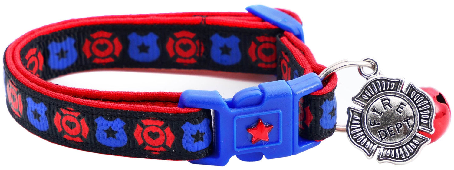 Fire & Police Badges Cat Collar – Breakaway Safety Collar for Cats & Kittens - The Max & Rex Collection