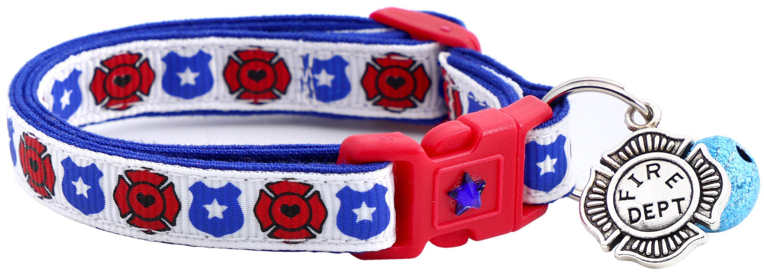 Fire & Police Badges Cat Collar – Breakaway Safety Collar for Cats & Kittens - The Max & Rex Collection