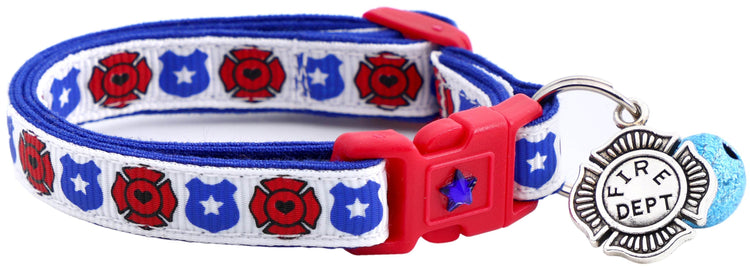 Fire & Police Badges Cat Collar – Breakaway Safety Collar for Cats & Kittens - The Max & Rex Collection