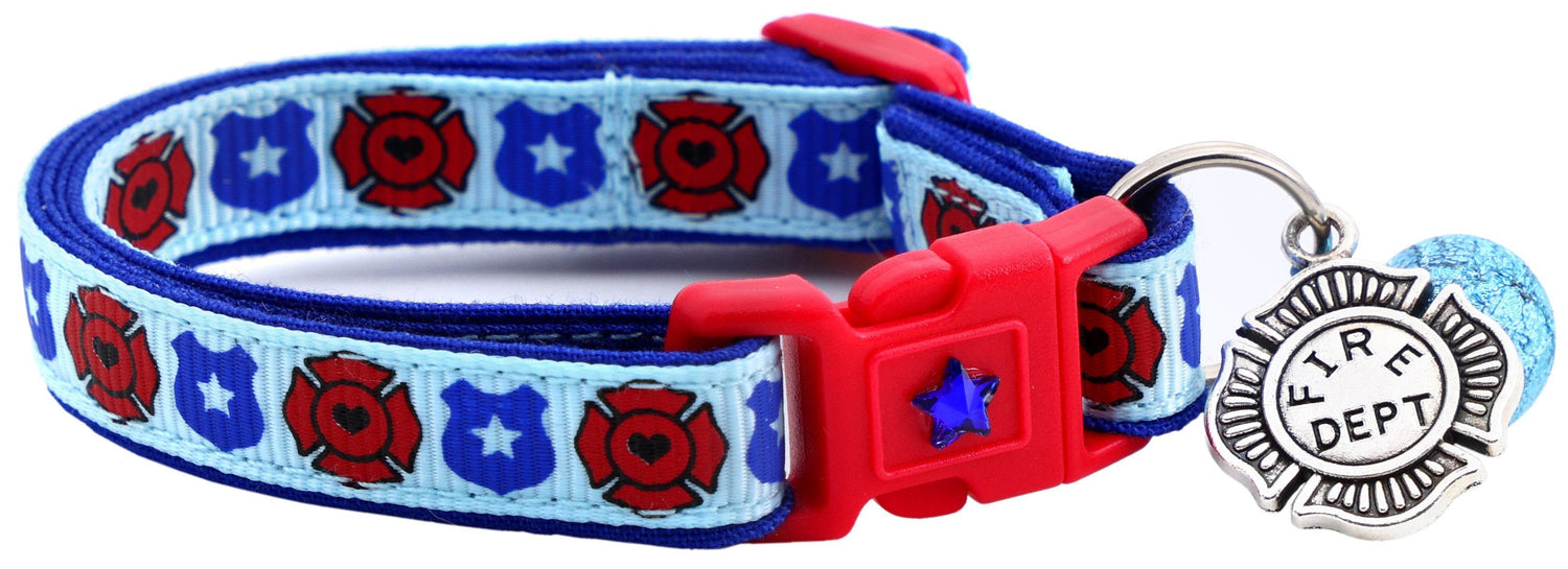 Fire & Police Badges Cat Collar – Breakaway Safety Collar for Cats & Kittens - The Max & Rex Collection