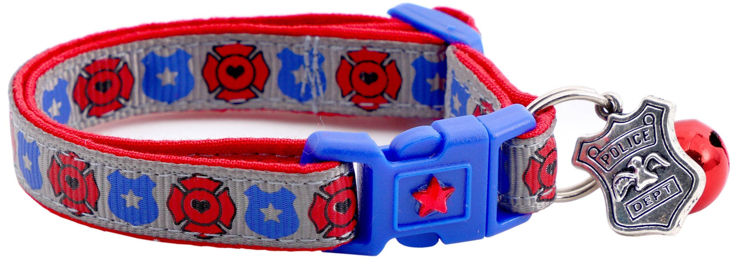 Fire & Police Badges Cat Collar – Breakaway Safety Collar for Cats & Kittens - The Max & Rex Collection