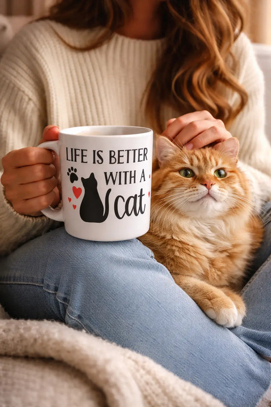 Life Is Better With a Cat – Personalized Name Mug
